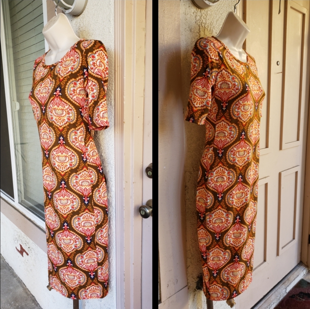 XXS women LULAROE Julia print stretch knit dress - Picture 2 of 8